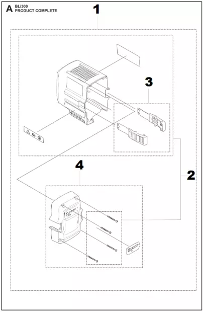 Akun kuoret Bli300, varaosa (ei kennoja) - Husqvarna varaosat - 536567901 - 1