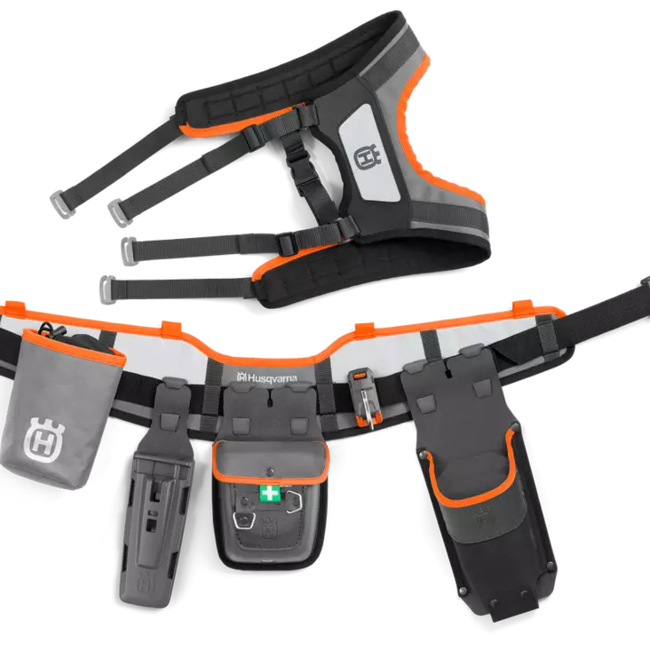 Flexi Työkaluvyö, 1x Combi kiilakotelo, EA tasku, viila-, työkalupidike, pullopussi - Husqvarna metsätyökalut - 593837203 - 1